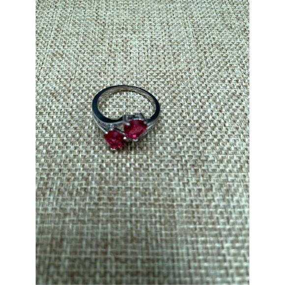 Bundle of 3 Heart Stone Rings Valentines Theme Pink and Red with Rhinestone Cute - Picture 10 of 13